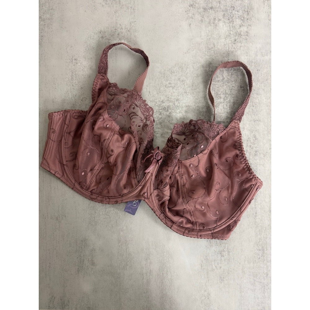 Alegro Lingerie Dreamweaver Underwire Plunge Bra Mocha 40H Lace - Picture 2 of 5
